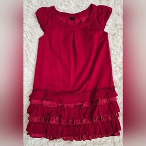 Beautiful GAP Kids Girl's Red Ruffled Holiday Dress, Sz Small